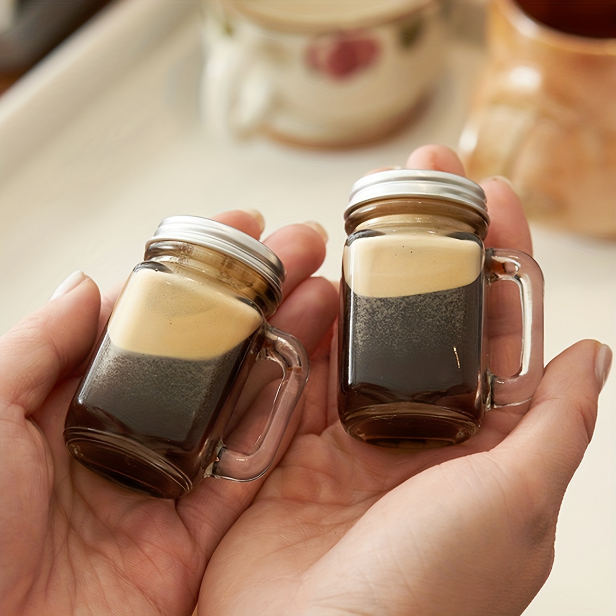 Small Clear Glass Mason Jar Mugs With Lids