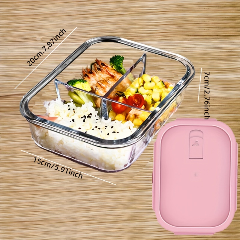 Glass lunch box for kids school children transparent food storage  containers microwavable bento box japanese style