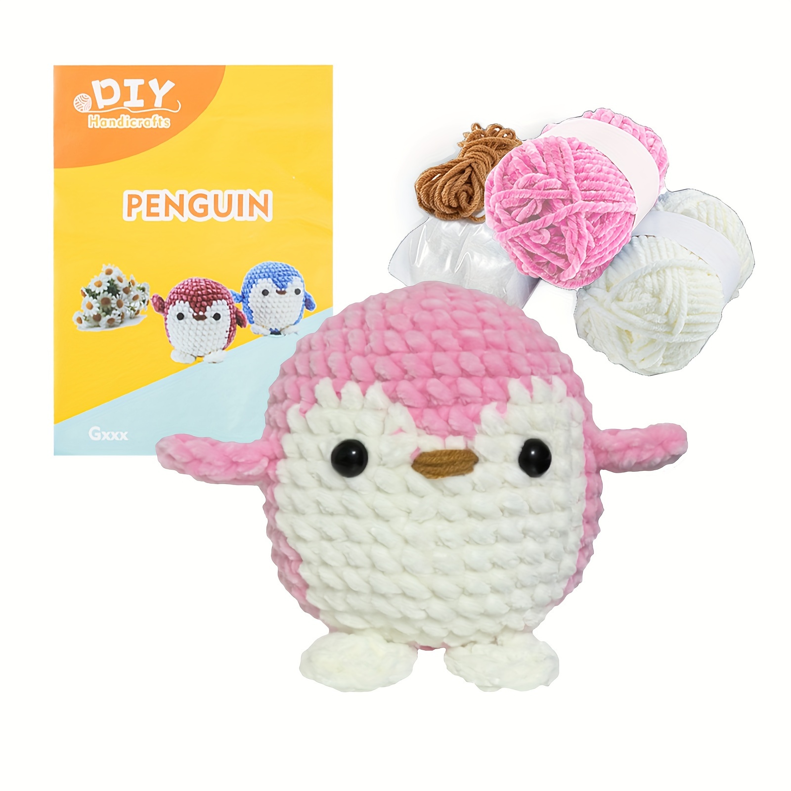 

1set Cute Penguin Crochet Kit For Beginners - Step-by-step Video Tutorials, Adult Friendly, Includes Hook, Scissors, Marker, And Sew Needle- Perfect Gift For Learners