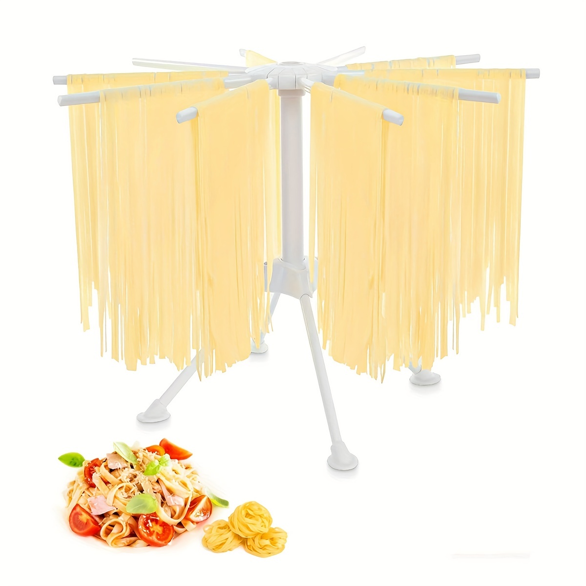Kovot Natural Bamboo Pasta Drying Rack - Noodle Spaghetti Dryer Stand Fresh Pasta Hanger Pasta Drying Tree- 17 Tall, 18 Wide