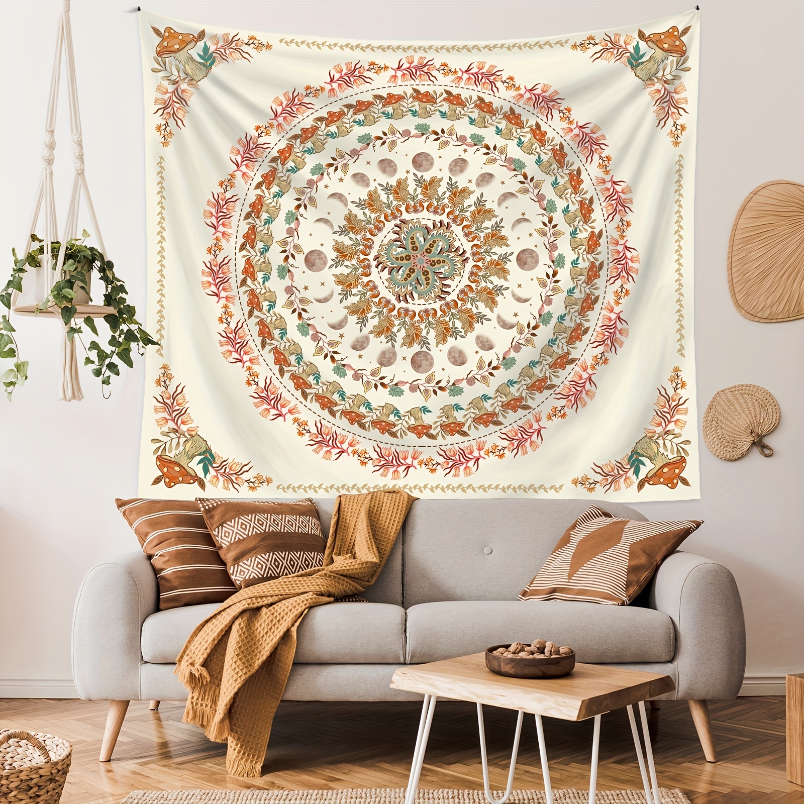 Floral Tapestry Wall Hanging Hippie Decor Bohemian Cover Nature Flower Art  Print