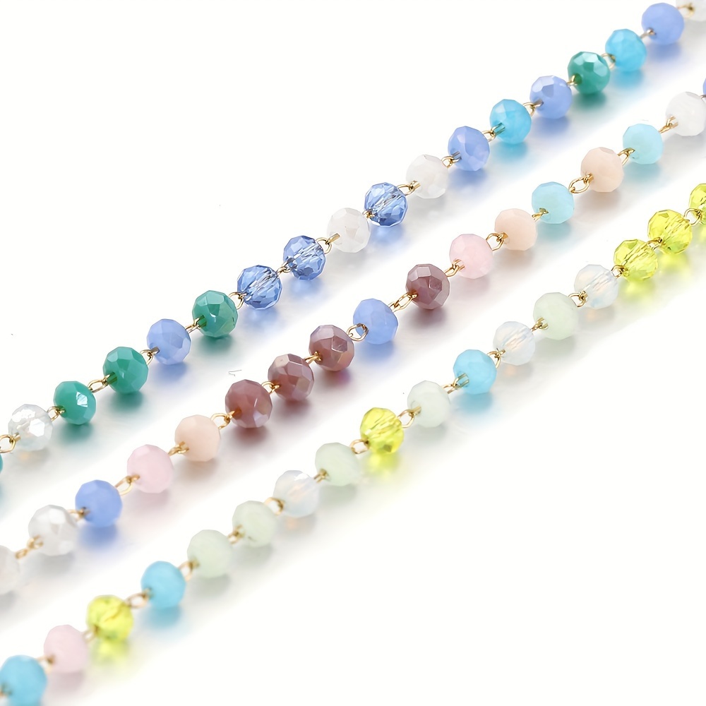 1meter Stainless Steel Chain Multi color Crystal Stone - Temu