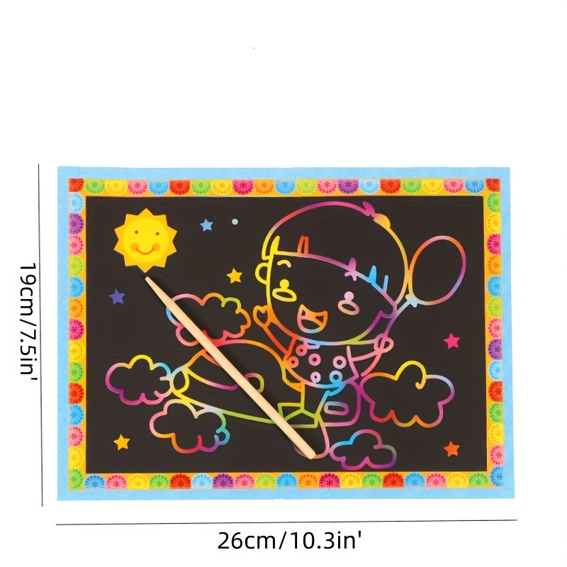 7.5*10.3 In Scratch Rainbow Art Paper Set-50pcs Magic Scratch Off