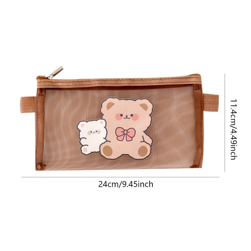 Kawaii Bear Mesh Pencil Bag Case – Youeni