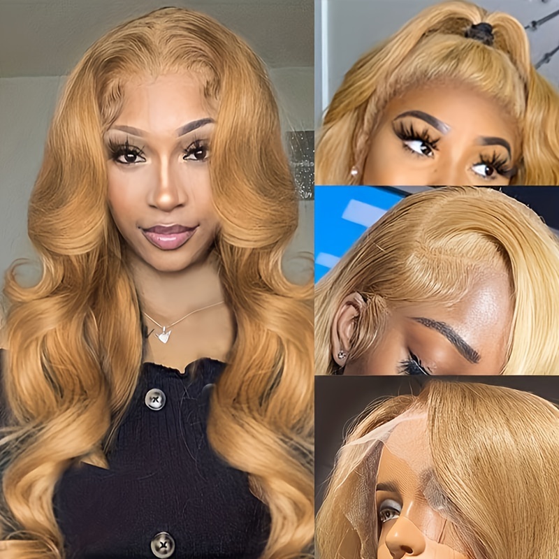 Honey Blonde Color 27# 13×4 Lace Front Wigs,Indian Remy Human