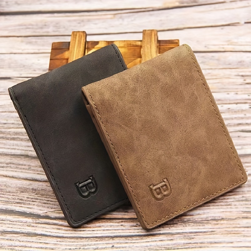 

1pc Men's Casual Frosted Wallet, Men's Simple Retro Multi-compartment Coin Purse, Short Folding Ultra-thin Card Holder Wallet