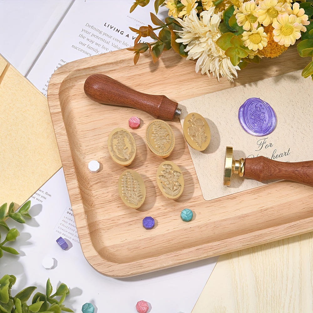 Wax Seal Stamp Set Floral Stamps Botanical Sealing Stamper - Temu