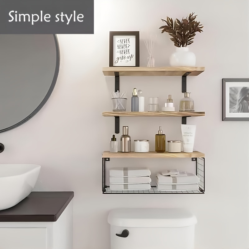 Wooden Floating Storage Rack Wall mounted Bathroom Partition - Temu