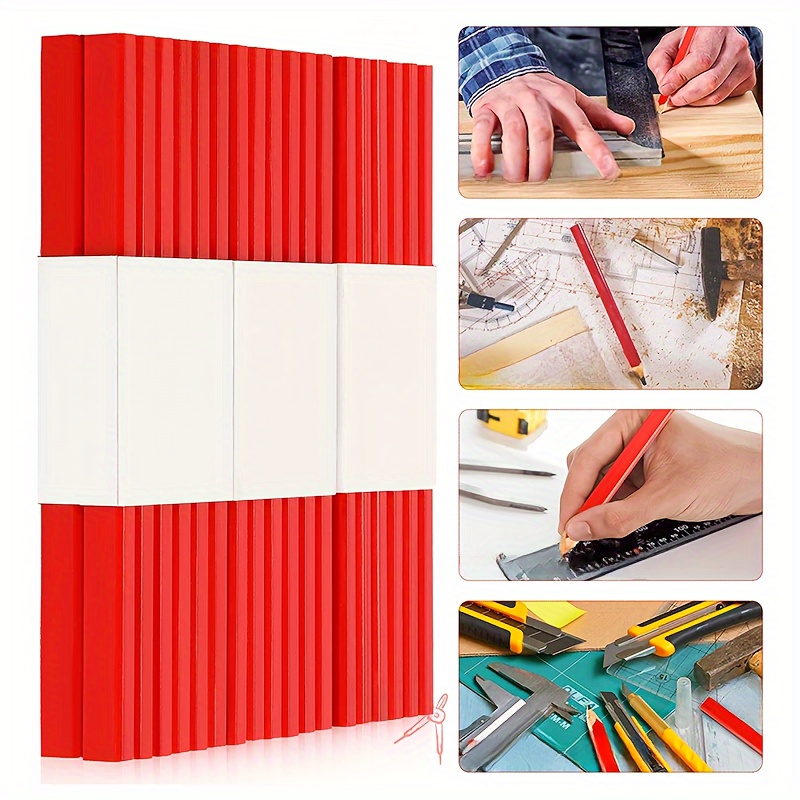 Lápices de carpintero de plomo rojo, 10 unidades, lápices de carpintería,  lápiz de construcción, herramienta de marcado para oficina y escuela