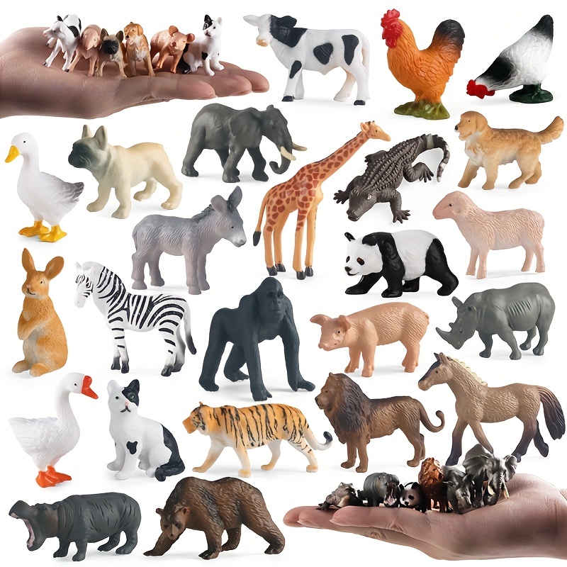 Safari Animal Figurines - Mini Animal Action Figures Replicas - Miniat