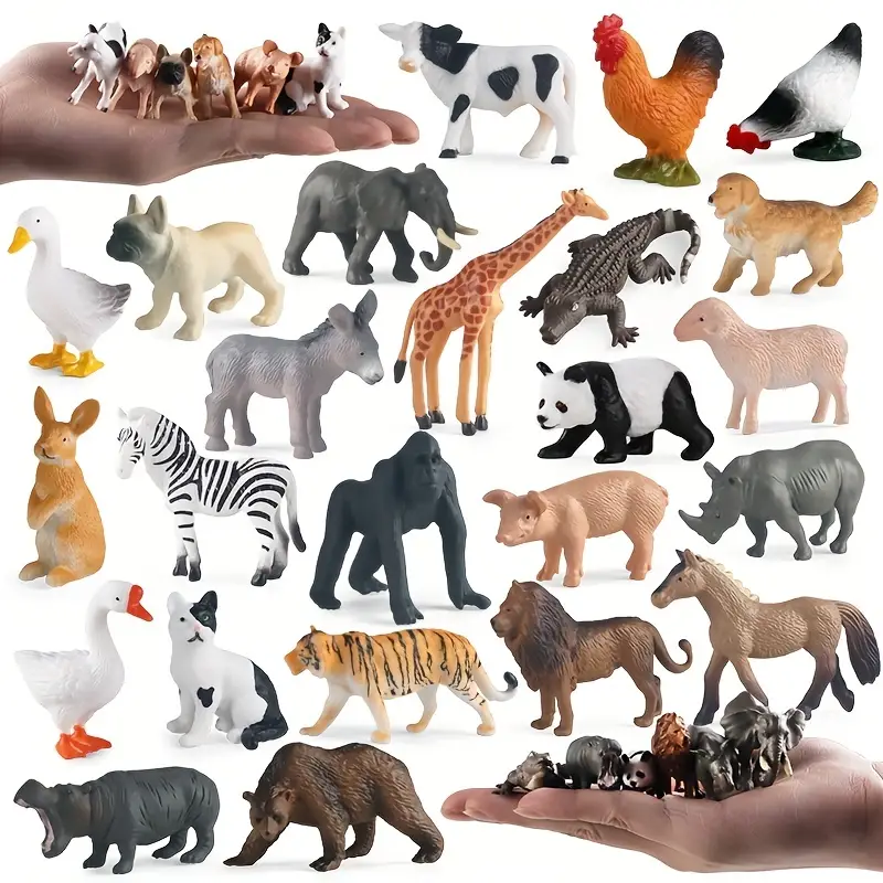 Conjunto Animales Salvajes Granja Figuras Acción Modelos - Temu
