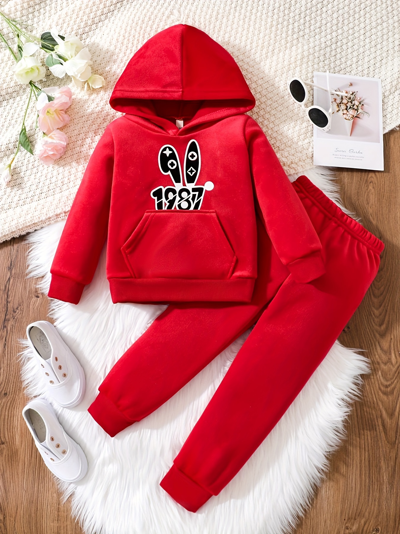 Girl's Letter Print Outfit, Jacquard Hoodie & Sweatpants Set, Casual Long  Sleeve Top, Toddler Kid's Clothes For Spring Fall Winter - Temu