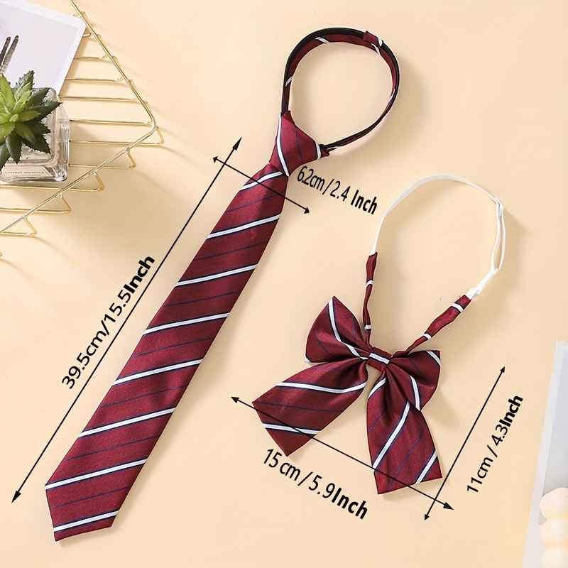 Red Striped Tie Twill Necktie Women Elegant Bowtie Trend - Temu