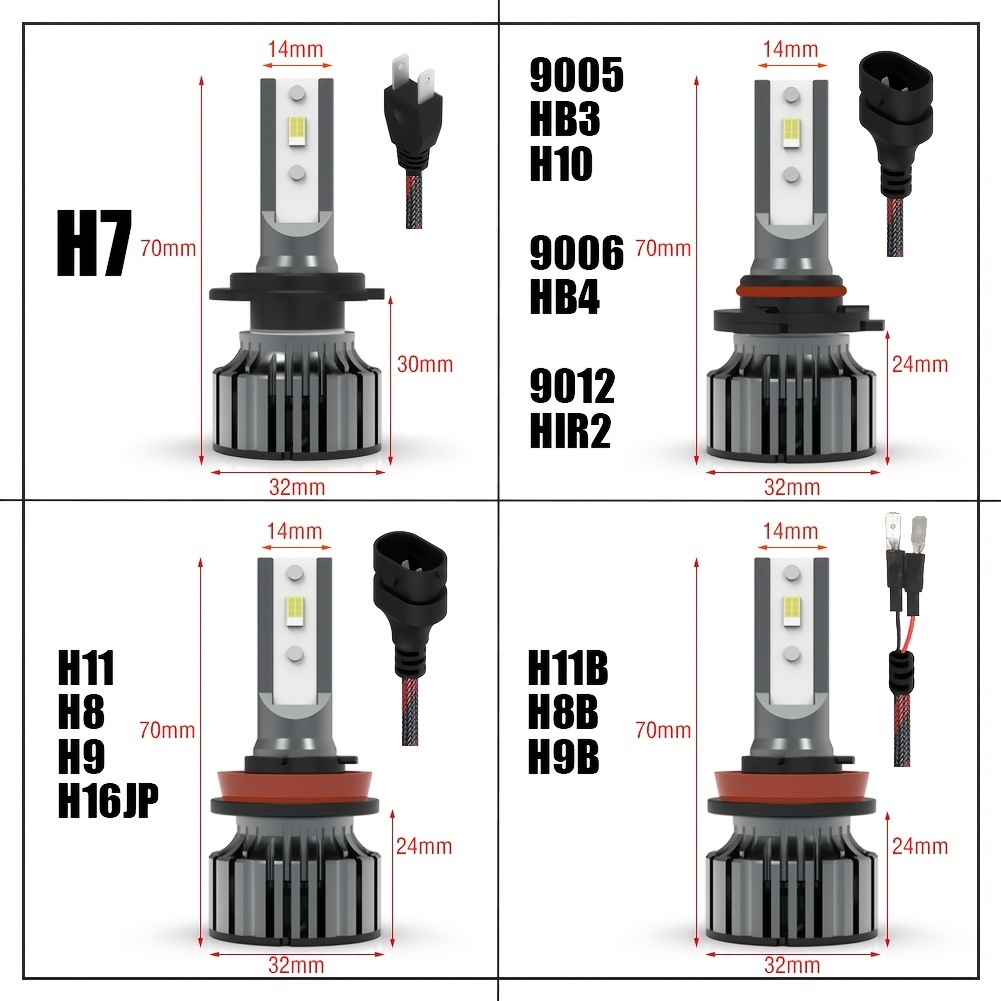 H15 LED High Beam Headlight 4080 Chip 70W 20000Lm 6500K DRL For Audi  Mercedes Benz BMW Volkswagen Golf 6 7 MK6 MK7 Plug and Play
