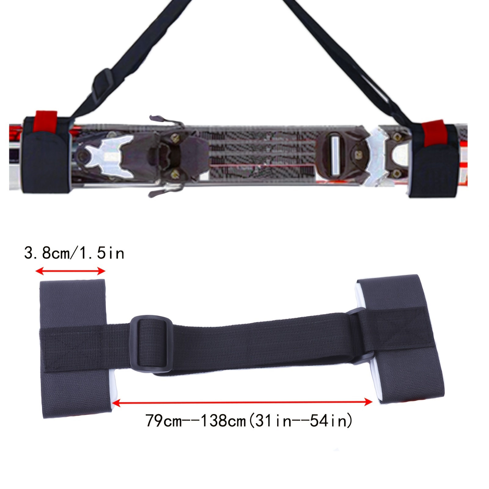 Adjustable Ski Carrier Straps and Backpack Belts with Kids Ski Pole Accessories