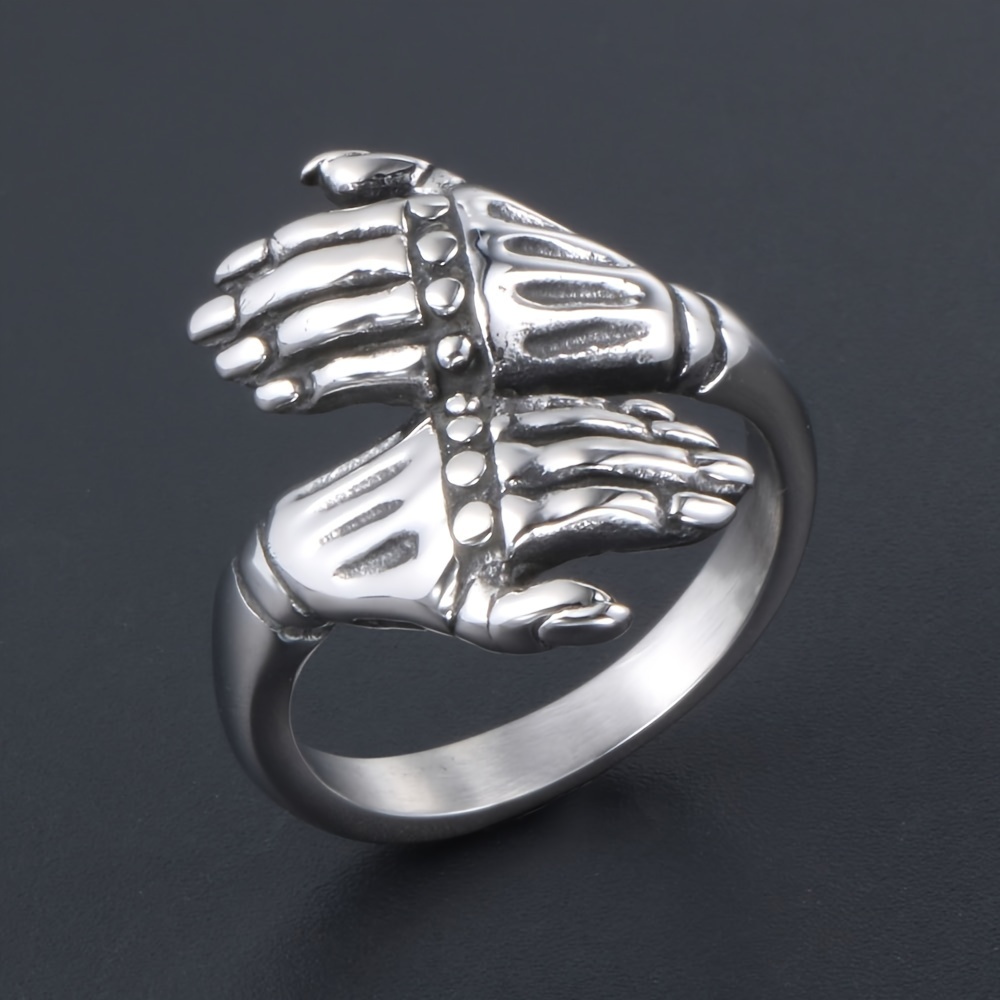 Retro Ring Punk Personality Double Skull Hand Ring 304 - Temu