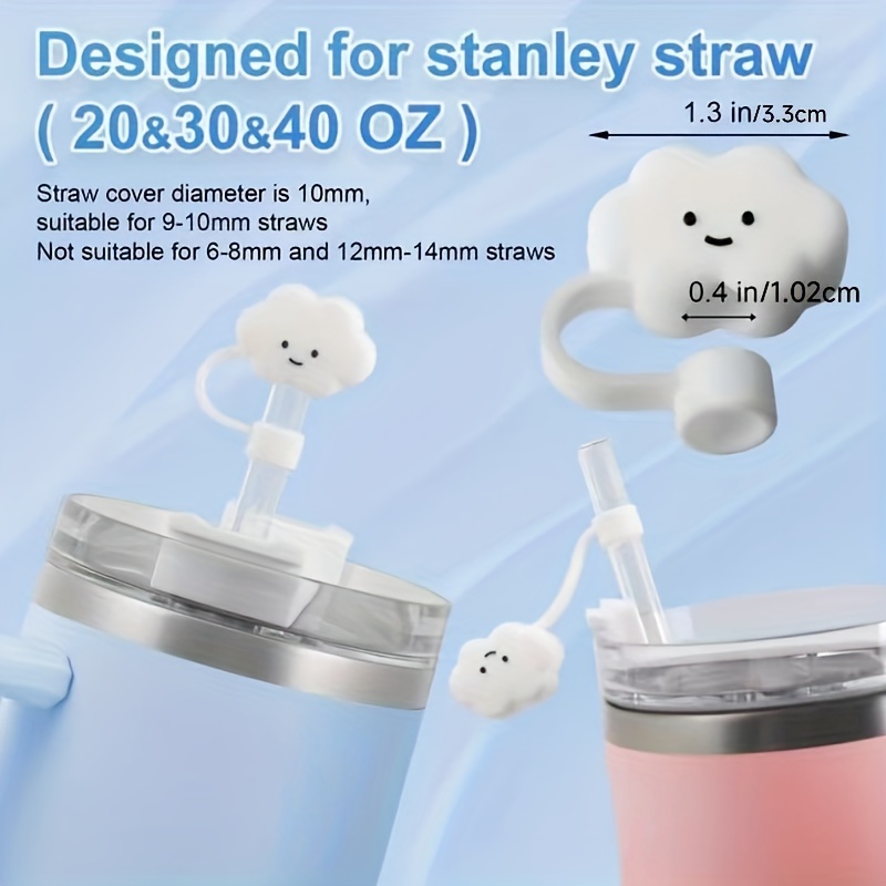 Straw Covers Cap for Stanley Cup, 4pcs Cute Tumbler Shape Straw Cover Compatible with Stanley 30&40 oz Tumble Straw Topper for 0.4Inch/10mm Straws