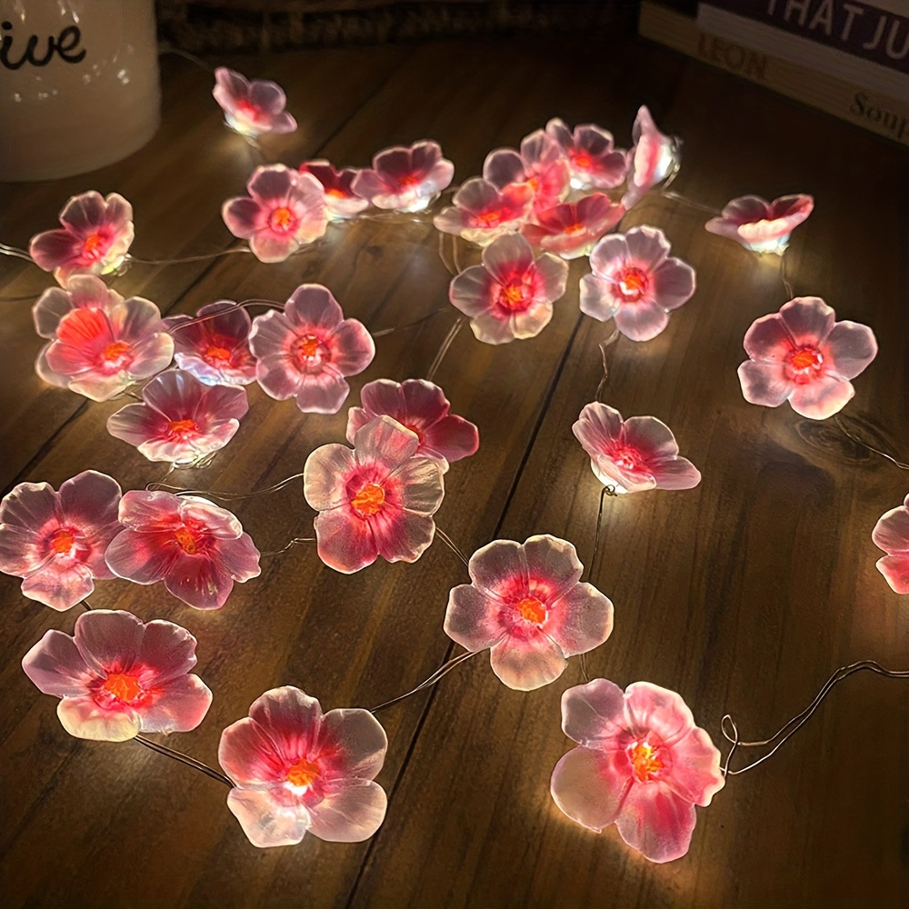 

3m 30led Cherry Fairy String Lights, Pink Flower String Lights, Battery Operated For Outdoor Christmas Wreath Decoration
