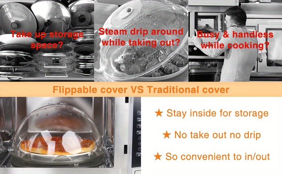 1pc microwave plate cover transparent microwave   cover stay inside splatter guard cover reusable airtight food cover kitchen heat resistant lid kitchen supplies details 3