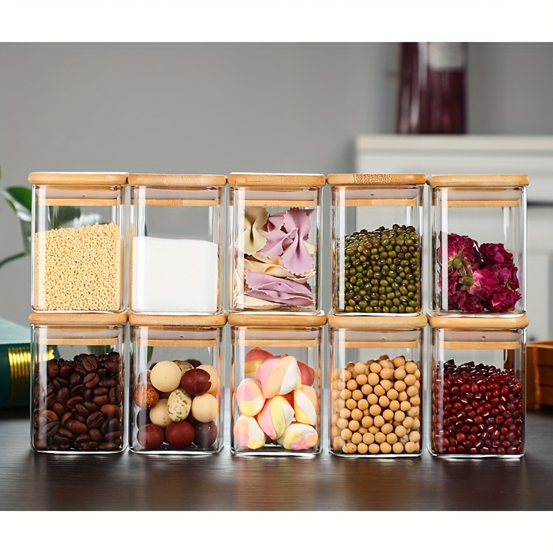 Container Sets, Glass Jars With Airtight Lids, Candy Jars With Lids, Food Storage  Containers, Clear Jars, For Tea, Coffee, Spice, Candy, Kitchen Gadgets,  Christmas Halloween Party Supplies,, Kitchen Accessories - Temu