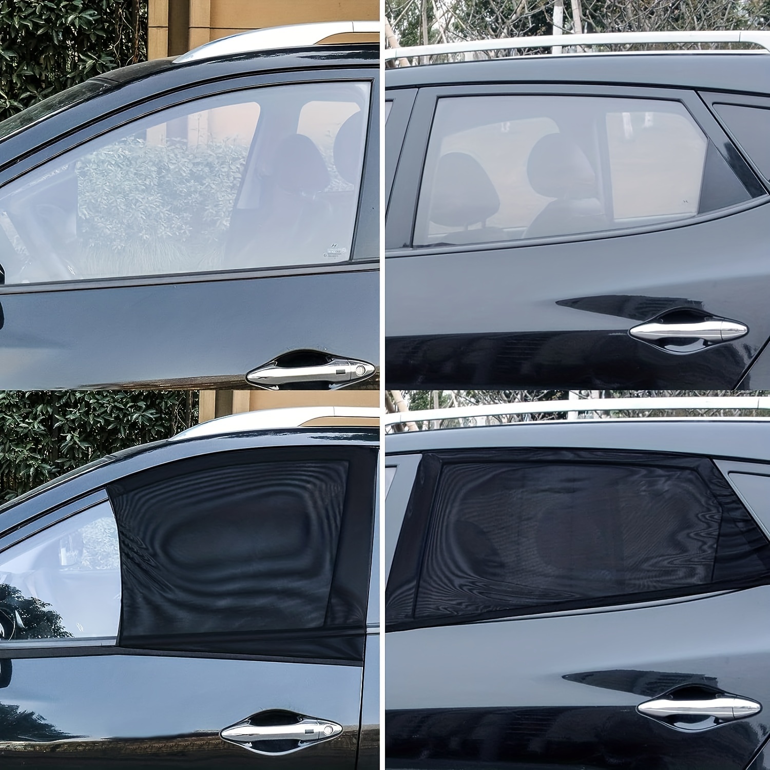 4 Packs Auto Fenster Schattierungen Universal Front- Und Rückseite Fenster  Sonnenschutz Sonnen-UV-Visier Mesh-Abdeckung Für Auto Camping Reise