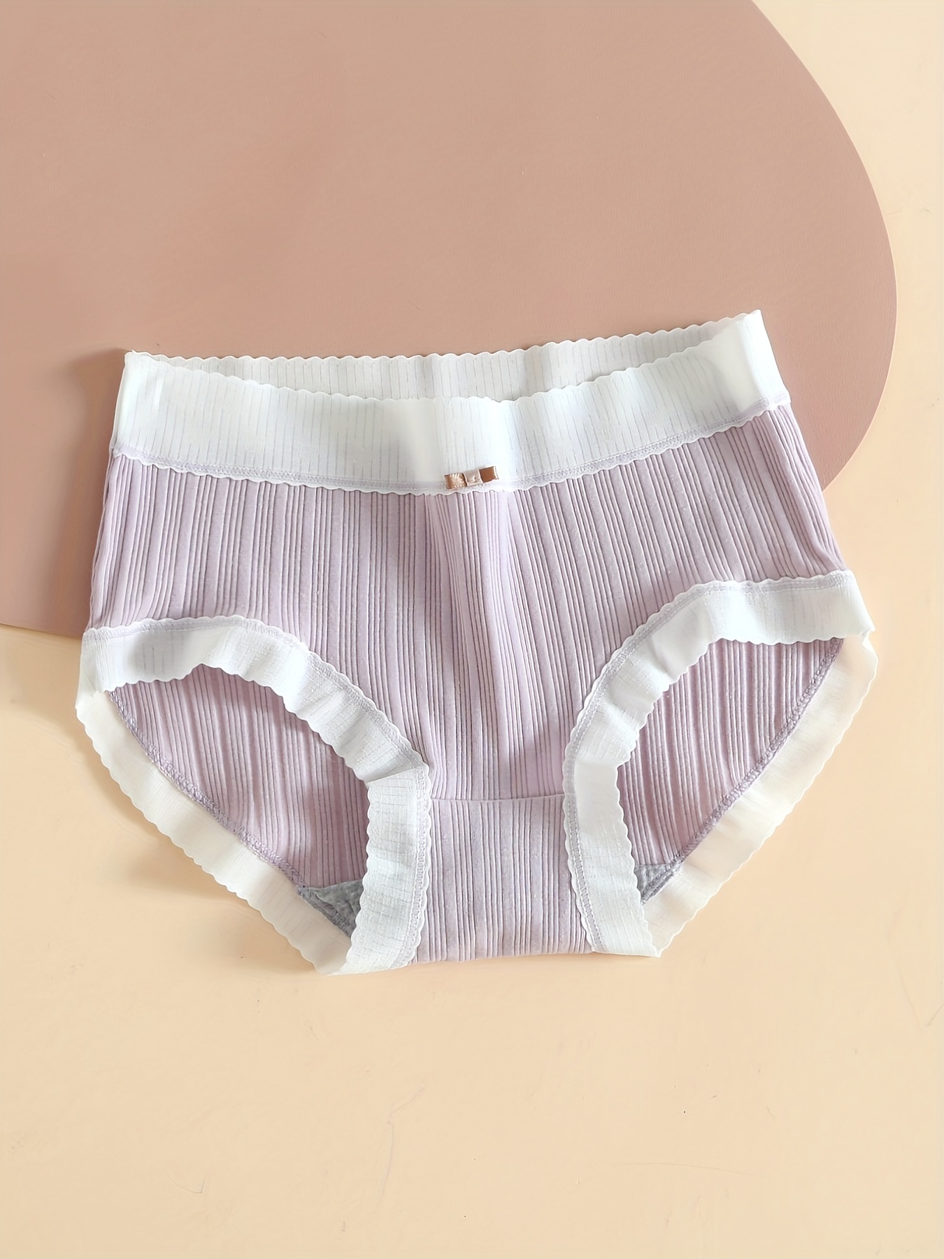 Colorblock Mesh Stitching Briefs Comfy Ribbed Bow High Waist - Temu Canada