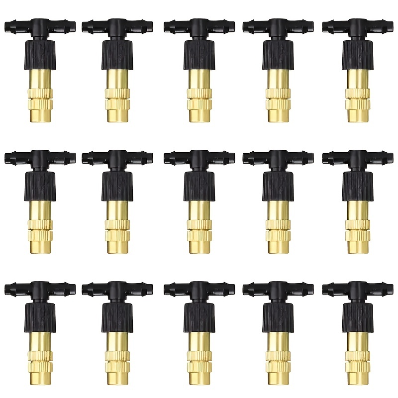 15-30pcs Adjustable Copper Misting Nozzle with 4-7mm Plastic Tee Connector