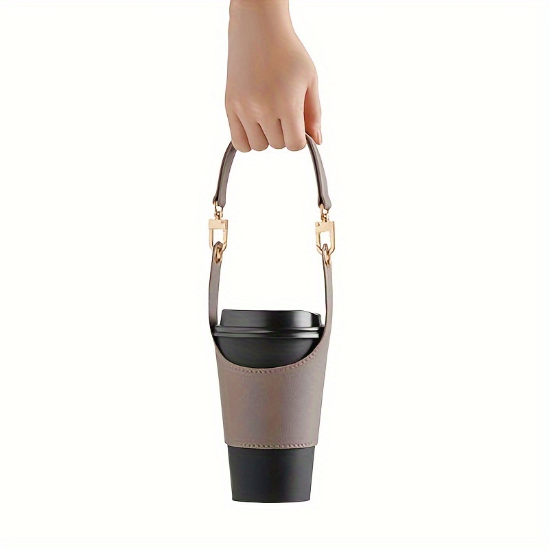 Pu Leather Portable Cup Cover, Insulated Cup Sleeve With Handle - Temu