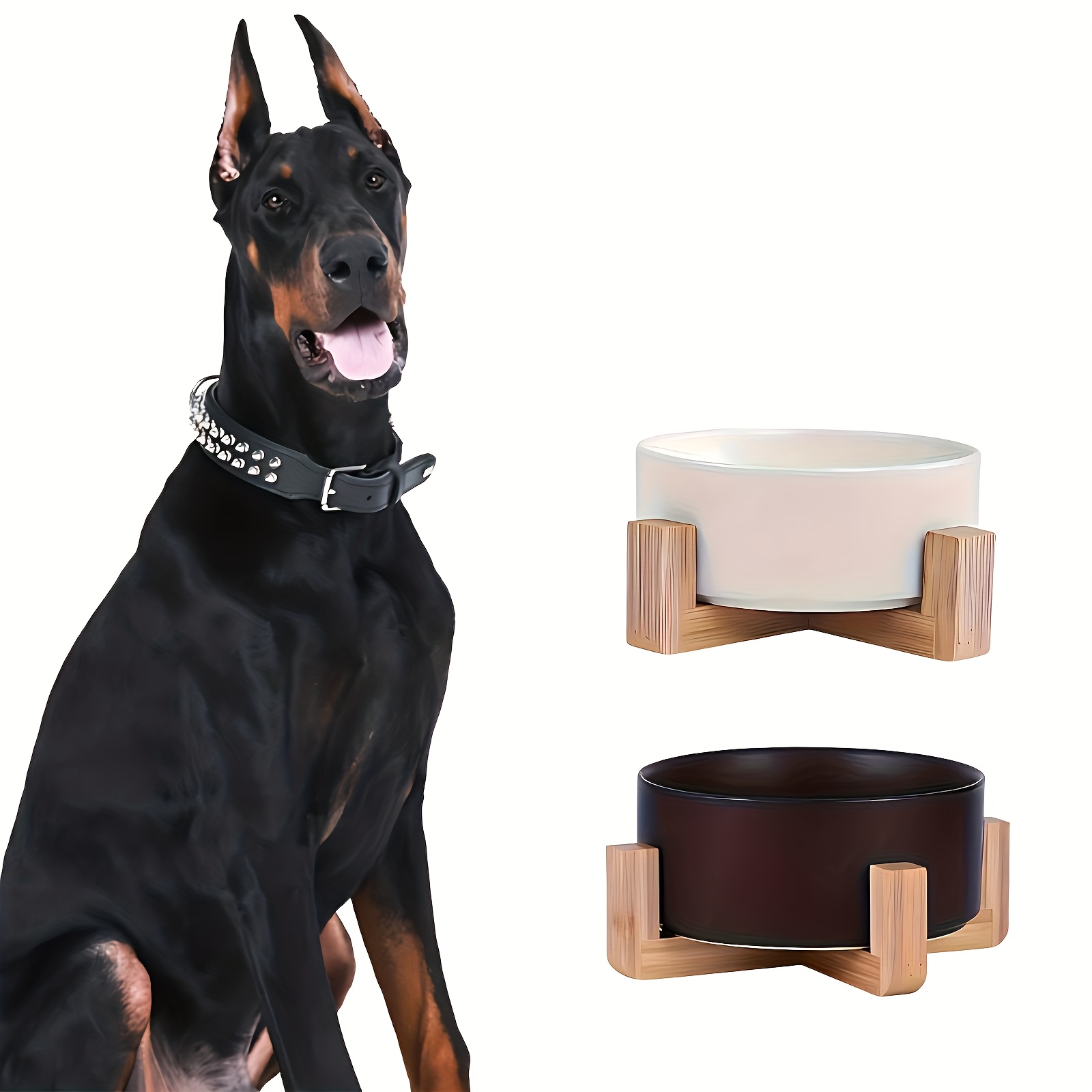 Non slip Pet Feeding Bowl With Neck Protection Double Bowl - Temu