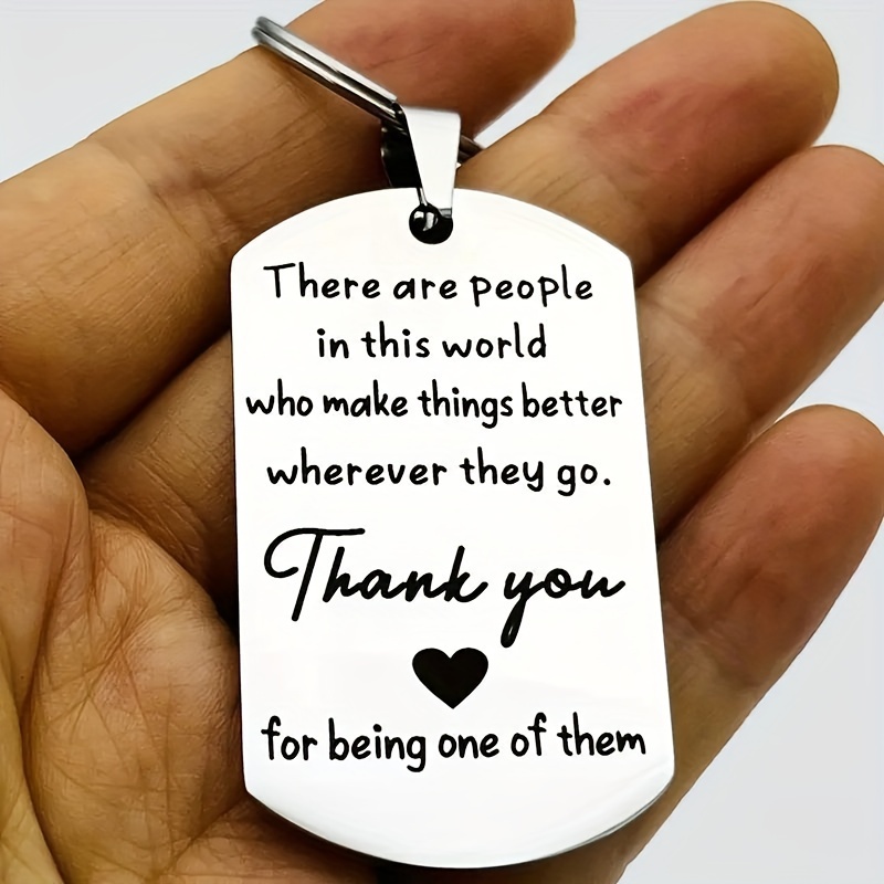 

1pc Stainless Steel Keychain, Engraved "thank You" Keychain, Gift For Friend, Classmates And Colleagues