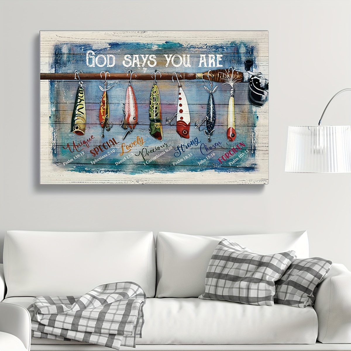 Beautiful Fish Hook Fishing Rod Landscape Canvas - Temu