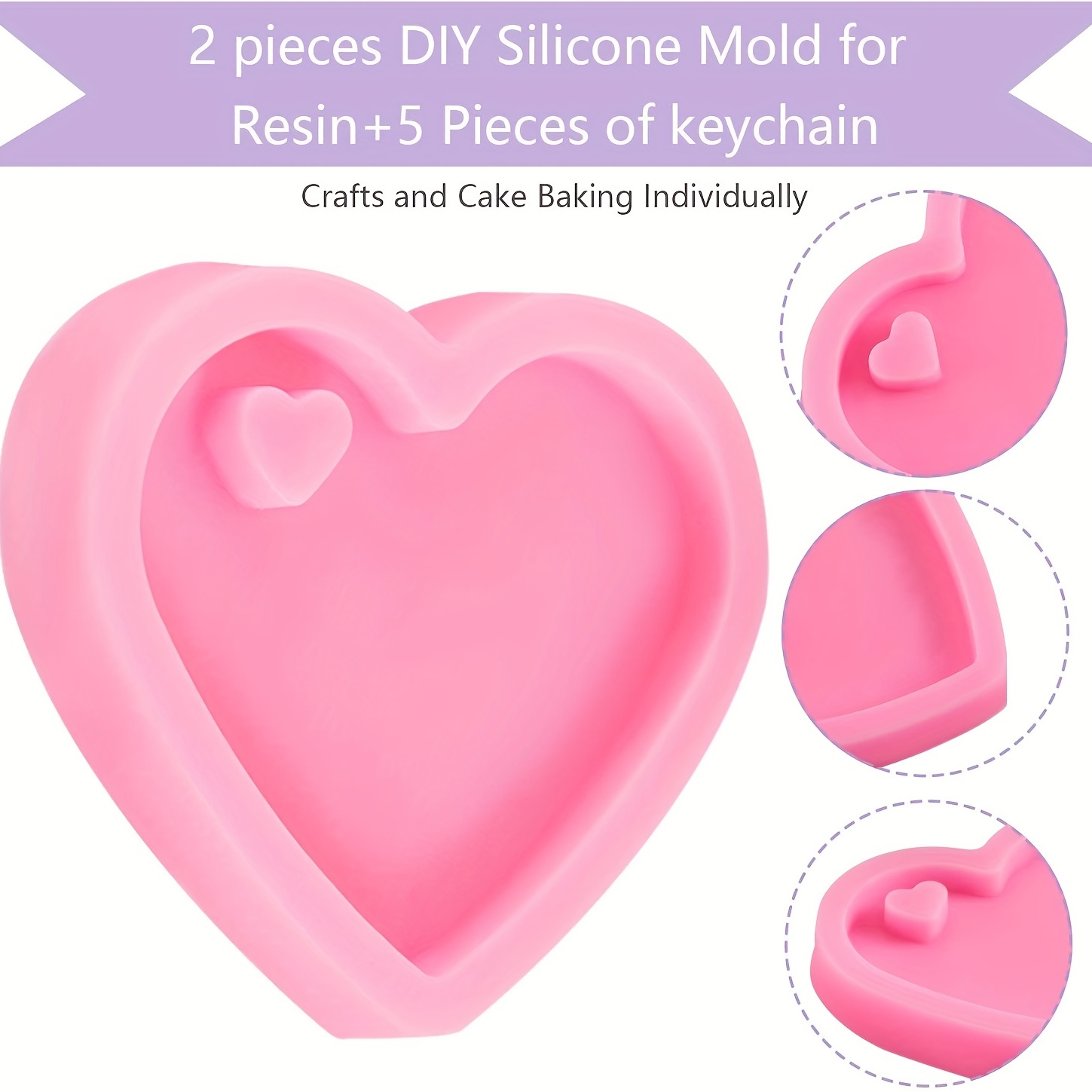 Heart Shape Resin Molds Keychain Charms Mold Silicone Heart Epoxy