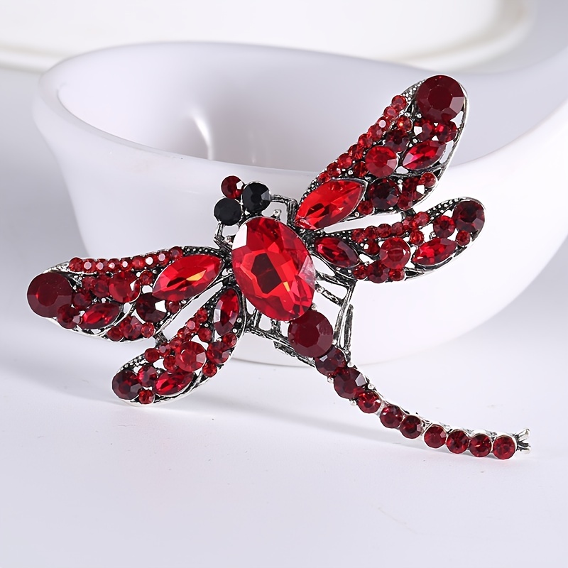 wing dragonfly crystal rhinestone brooch pin for womens clothing decoration and accessories details 7