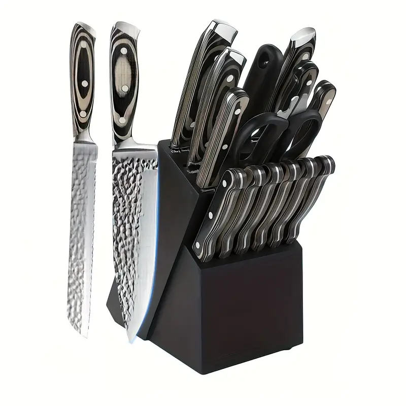 Knife Set Kitchen Knife Set With Built In Knife Sharpener - Temu