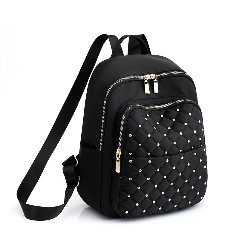 Waterproof,Lightweight Studded Decor Quilted Functional Backpack