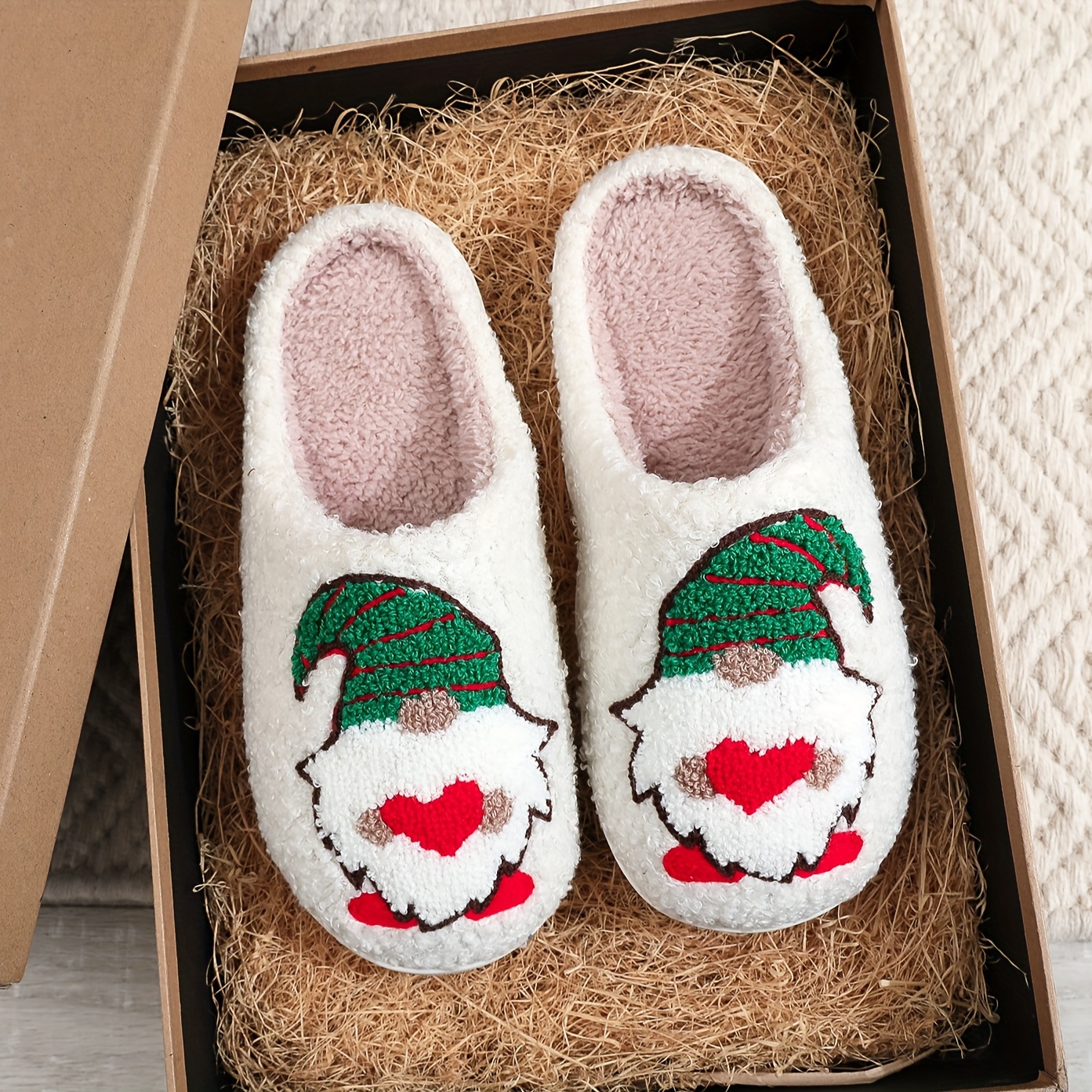 Christmas Gnomes Cartoon Print Fuzzy Slippers Cute Slip On - Temu