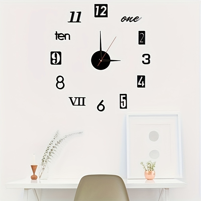 3D Wall Clock Luminous Frameless Wall Clocks Wall Stickers Silent