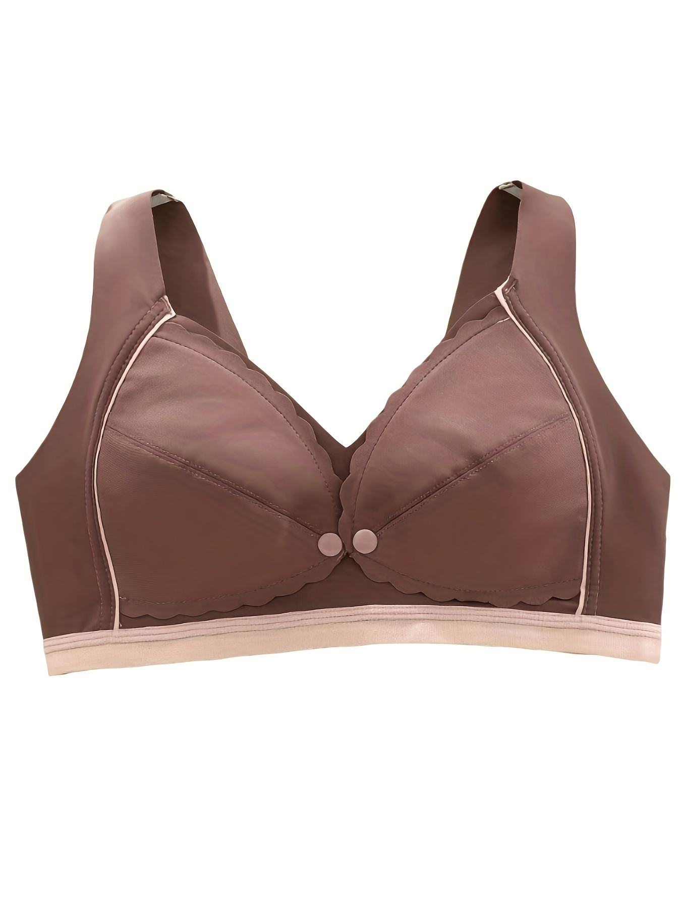 UHUYA Nursing Bra Comfortable Breathable No Steel Ring Front Buckle Breastfeeding  Bra Woman Underwear Beige 38/85BC 