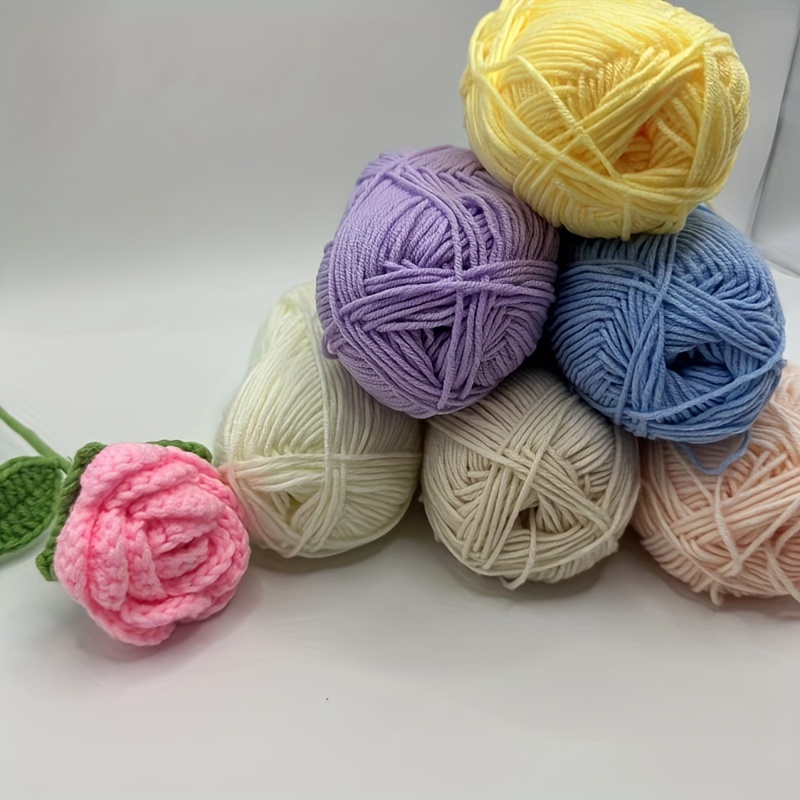 PRINOZ Crochet Yarn - 2pcs 1.76oz 4-Strand 142yds Acrylic Bulk Yarn for Crocheting and Knitting Handmade Products (Pink)