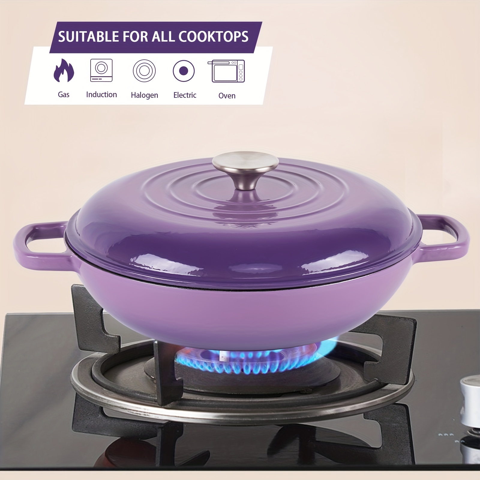 Multi purpose Enameled Cast Iron Dutch Oven With Lid (11) - Temu
