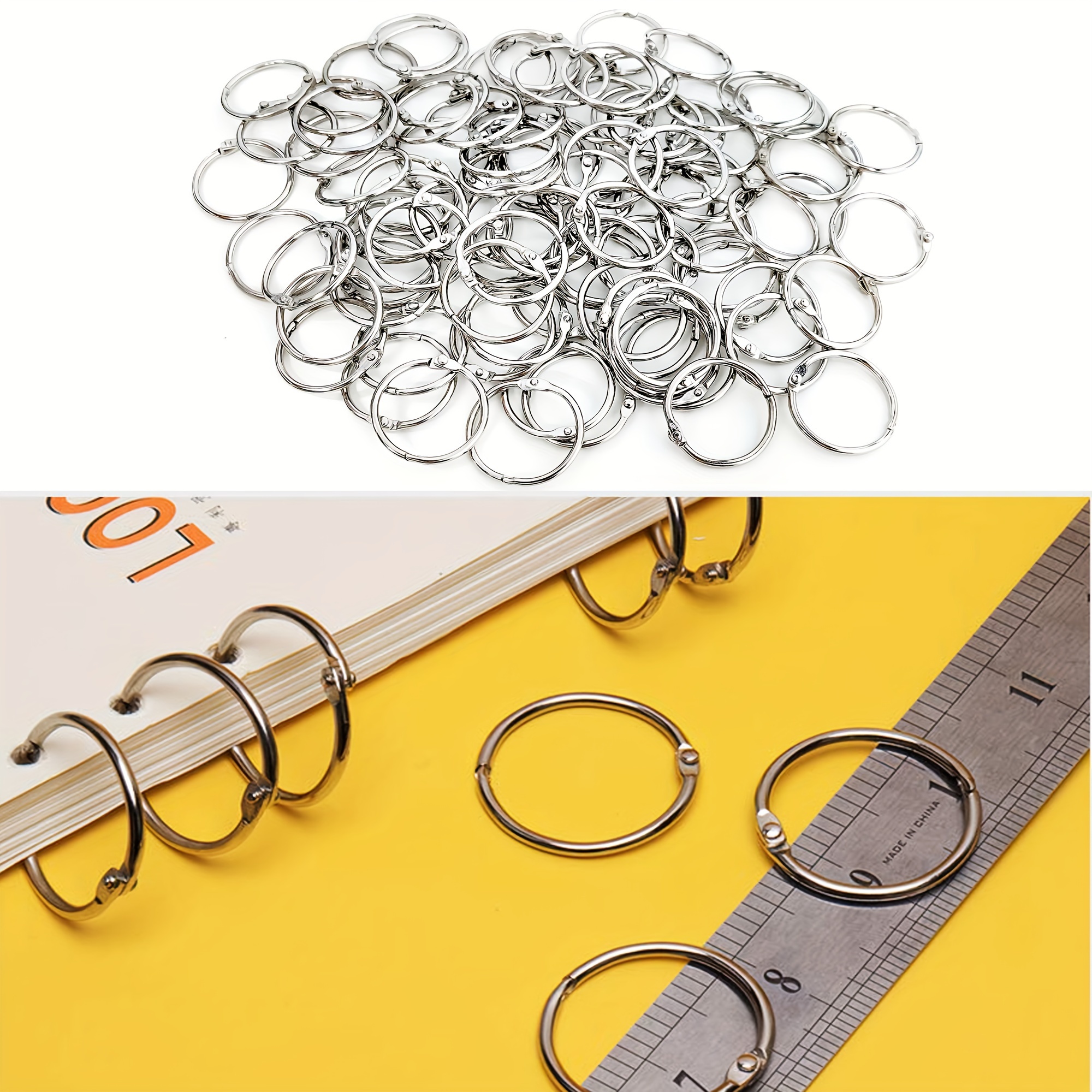 6PCS stainless steel binder rings Golden Binders Rings Loose-leaf