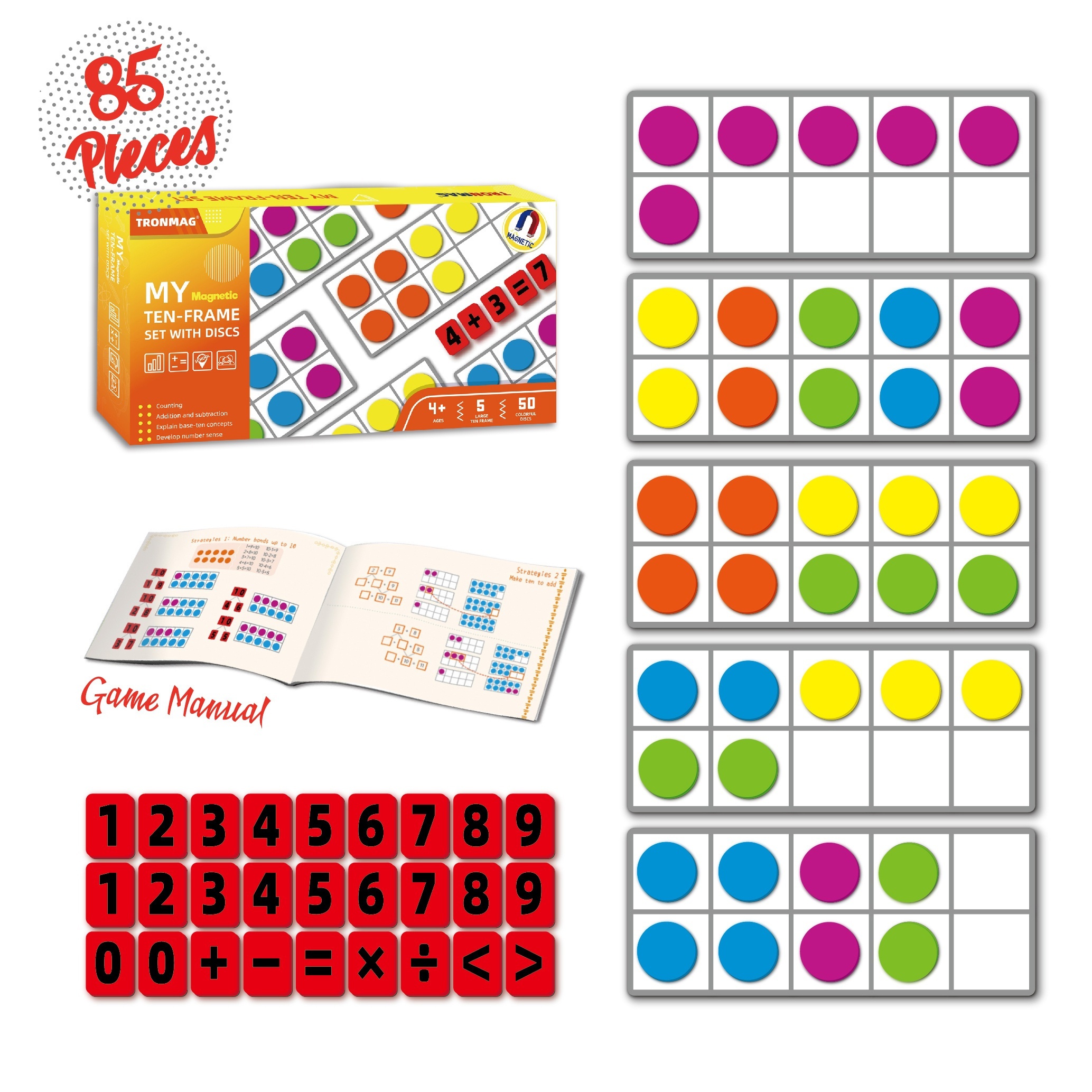 

Tronmag Ten-frame Set, 5 Ten & 50 , 27 & Symbols, Eva , Educational & , Manual For Office Supplies