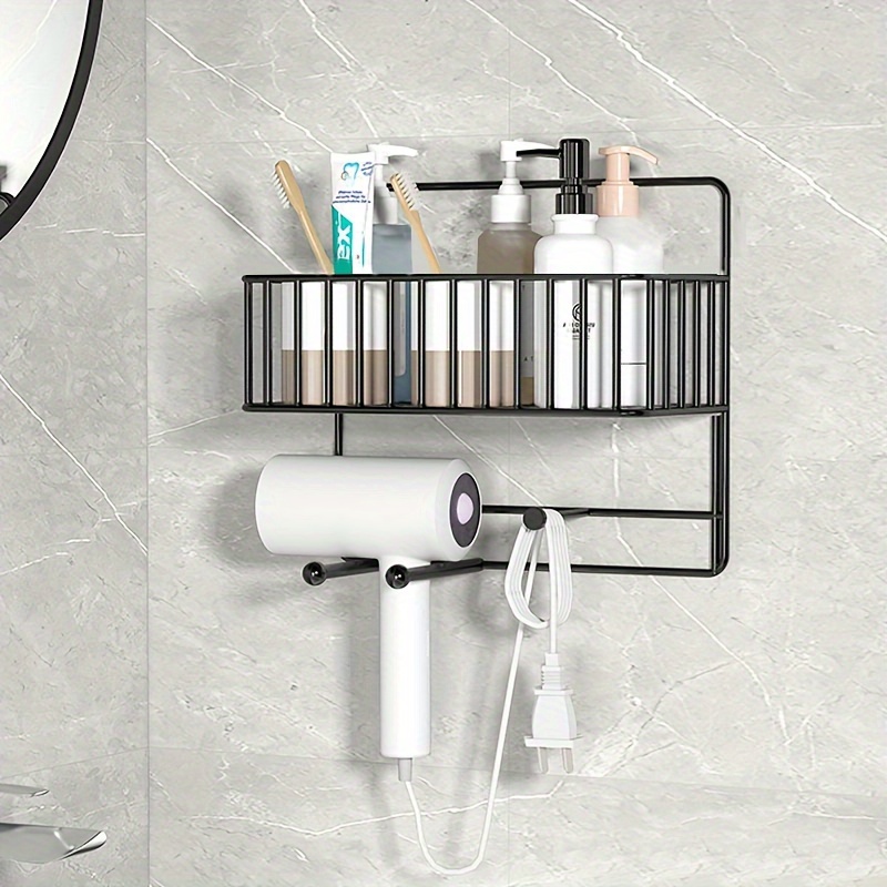D5 Hair Dryer Holder Wall Mounted Organizer Spiral Stand Holder Rack  Aluminum Bathroom Shelf Storage Bathroom Accessory Shelf