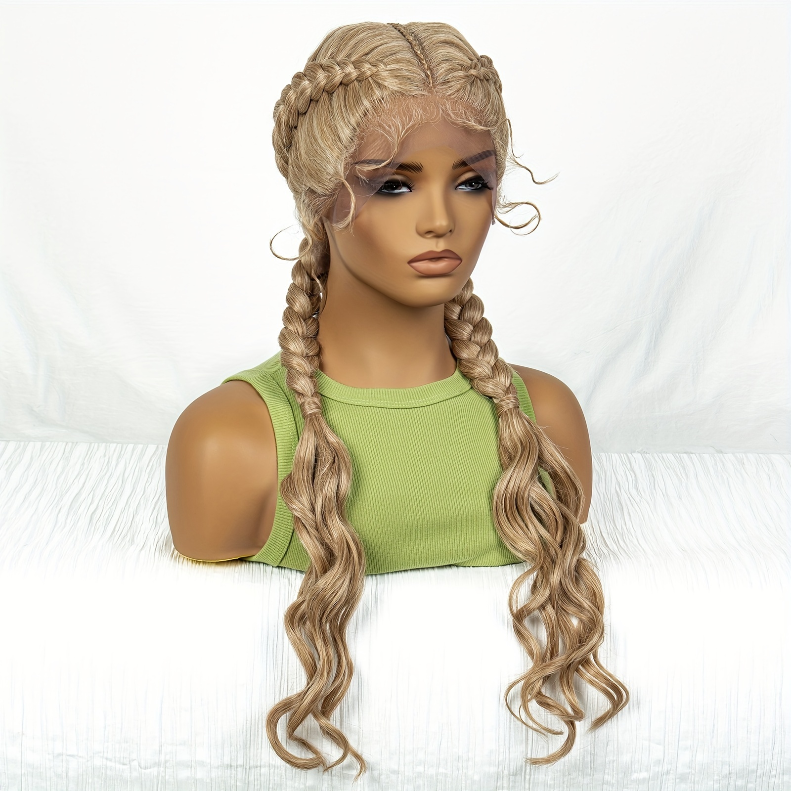 Lightweight Lace Braided Wig Synthetic Double Braids Natural Temu