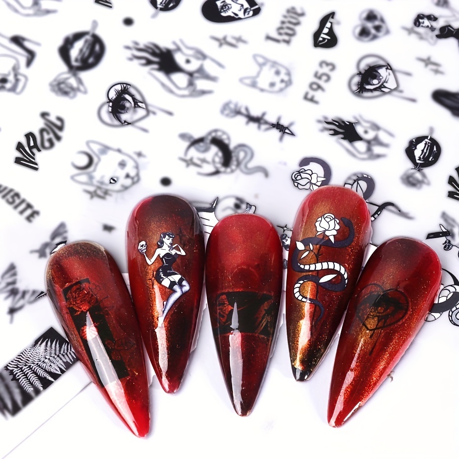 Devilish Halloween Nail Art Stickers Realistic Decals for Acrylic Nails