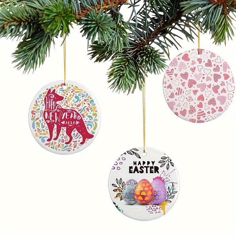 20pcs Sublimation Ornament Blanks 3 inch Christmas Ornament Blanks with Rope DIY Blanks Acrylic Ornaments, Men's, Size: One size, White