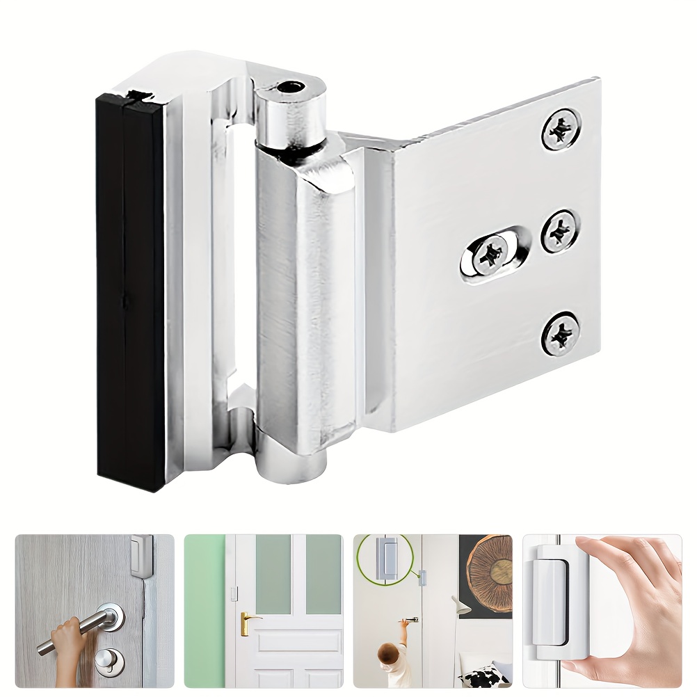 Home Security Door Lock Reinforcement Safety Latch Extra Front Doors  Security Devices Withstand 800 lbs, Anti Door Kick in Security Protector  for Door