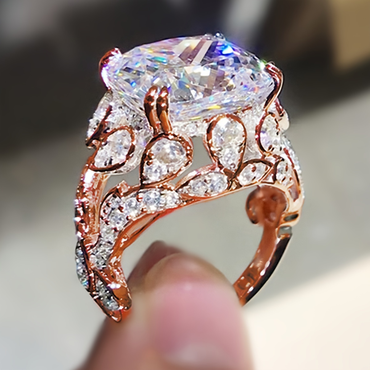 Luxury Shiny Promise Ring Inlaid Shiny Zircon Women Bridal - Temu Canada