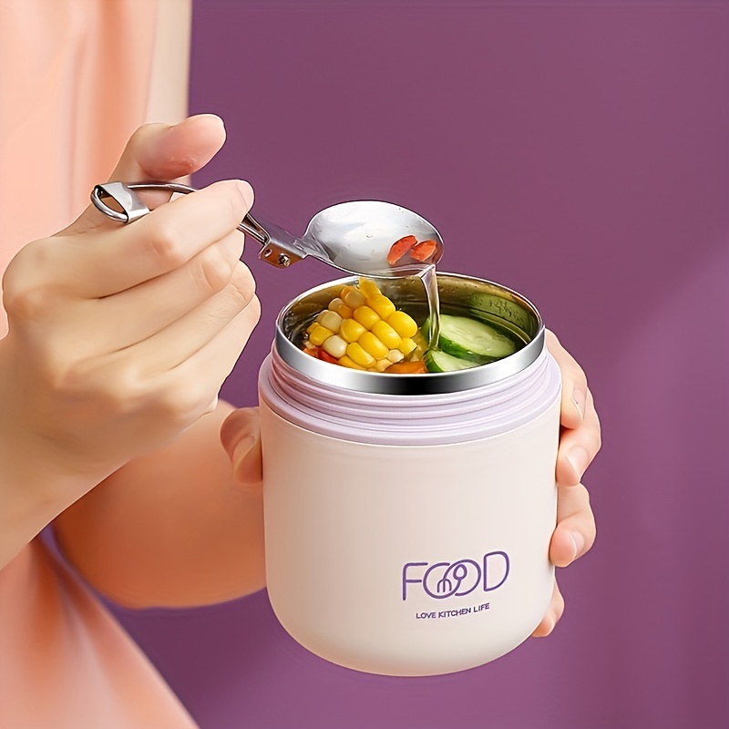 Vacuum Insulated Food Container for Hot Food 304 Stainless Steel Thermal  Wide Mouth with Silicone Handle for School Office Work - AliExpress