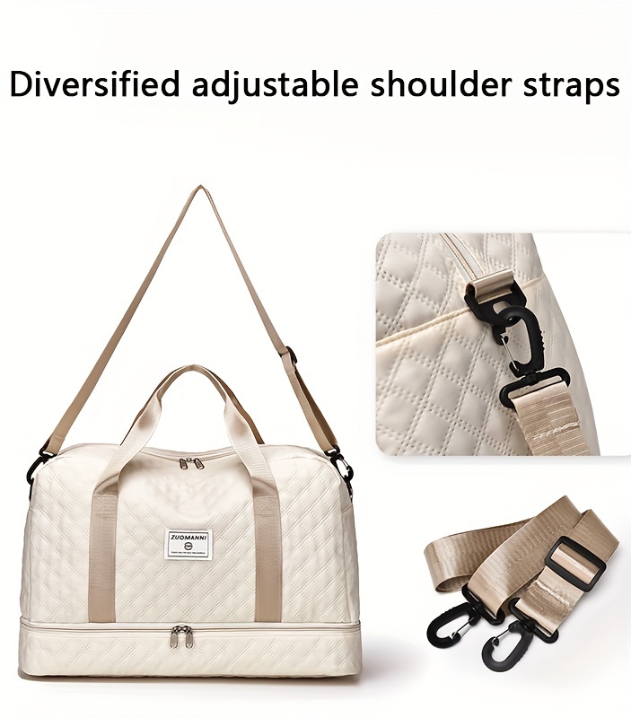 lightweight argyle pattern luggage bag large capacity travel duffle bag portable overnight bag details 10